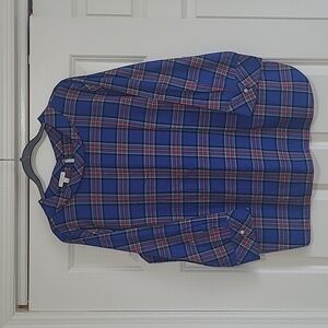 Talbots Outlet Blue, Red, and Green Plaid 'Audrey' Cotton Blouse - Size XL